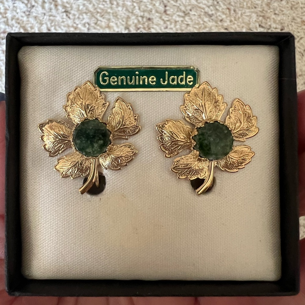 Genuine Jade clip earrings